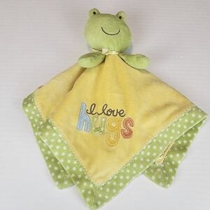 Carter's Frog Rattle I love hugs yellow green
